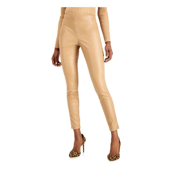 INC International Concepts Women's Sz 6 Ginger Crisp Brown Faux Leather Leggings - Picture 9 of 10